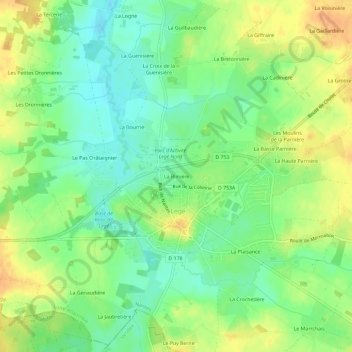 Mappa topografica La Blinière, altitudine, rilievo