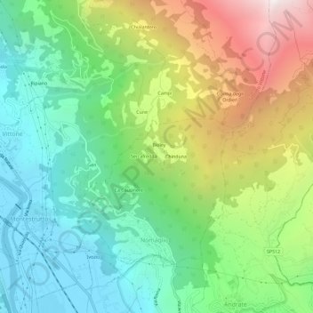 Mappa topografica Sias, altitudine, rilievo