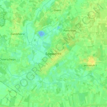 Mappa topografica Edewecht, altitudine, rilievo