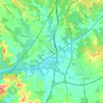 Mappa topografica Sils, altitudine, rilievo