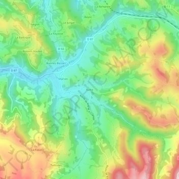 Mappa topografica Rulhe, altitudine, rilievo
