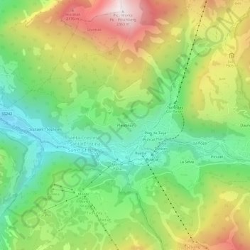 Mappa topografica Plesdinaz, altitudine, rilievo