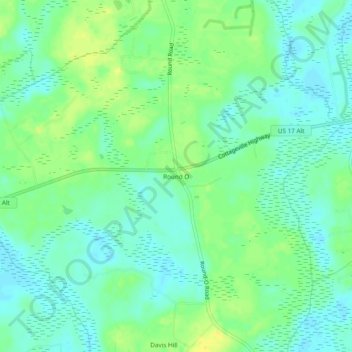 Mappa topografica Round O, altitudine, rilievo