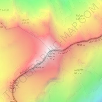 Mappa topografica Mount Sefton, altitudine, rilievo