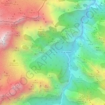Mappa topografica Caín de Arriba, altitudine, rilievo