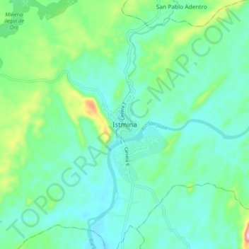 Mappa topografica Istmina, altitudine, rilievo