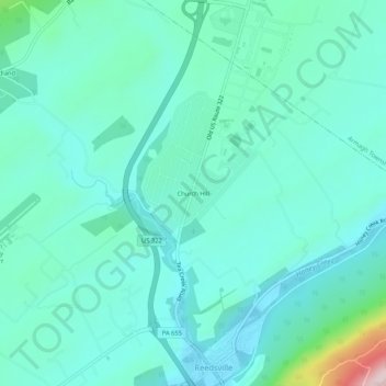 Mappa topografica Church Hill, altitudine, rilievo