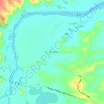 Mappa topografica Castanhão, altitudine, rilievo