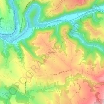 Mappa topografica Saint-Pierre, altitudine, rilievo