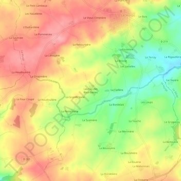 Mappa topografica Launay des Bourdaines, altitudine, rilievo