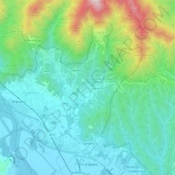 Mappa topografica Torchio, altitudine, rilievo