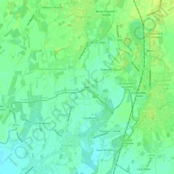 Mappa topografica Stalis, altitudine, rilievo