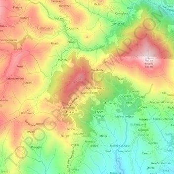 Mappa topografica Piana, altitudine, rilievo