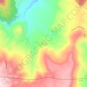 Mappa topografica Örencik, altitudine, rilievo