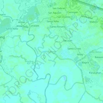 Mappa topografica Calero, altitudine, rilievo