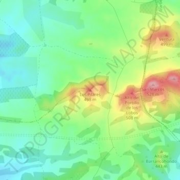 Mappa topografica Los Pilares, altitudine, rilievo