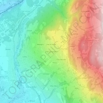 Mappa topografica Chez Compagnon, altitudine, rilievo