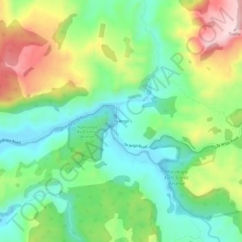 Mappa topografica Te Anga, altitudine, rilievo
