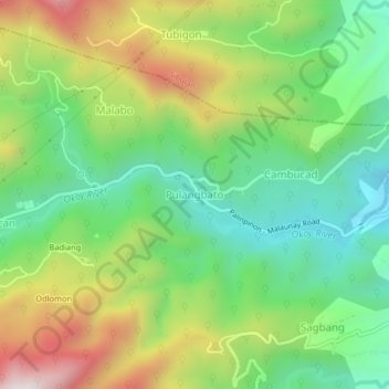 Mappa topografica Pulangbato, altitudine, rilievo