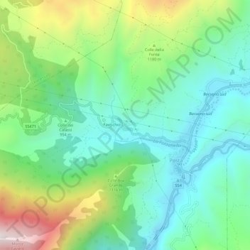 Mappa topografica Cerqua, altitudine, rilievo