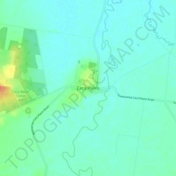 Mappa topografica Cecil Plains, altitudine, rilievo