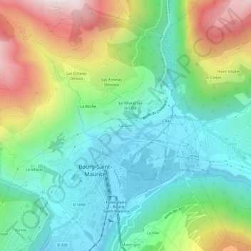 Mappa topografica La Cote, altitudine, rilievo