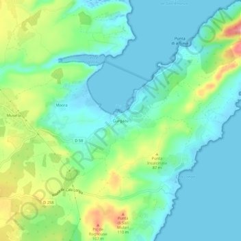 Mappa topografica Gurgazu, altitudine, rilievo