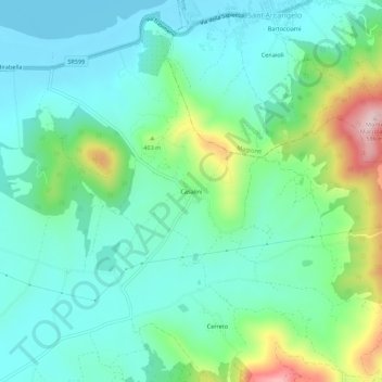 Mappa topografica Casalini, altitudine, rilievo