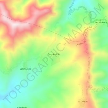Mappa topografica San Andrés, altitudine, rilievo