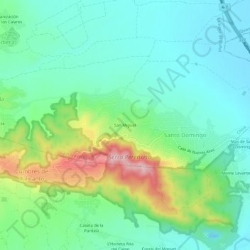Mappa topografica San Miguel, altitudine, rilievo
