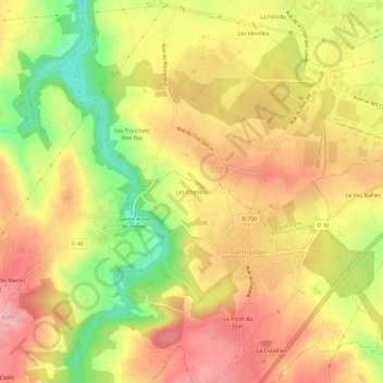 Mappa topografica Les Chenots, altitudine, rilievo
