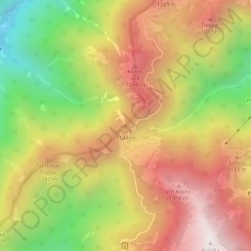 Mappa topografica Plant, altitudine, rilievo