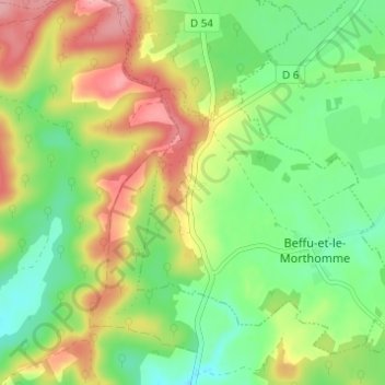 Mappa topografica Le Morthomme, altitudine, rilievo
