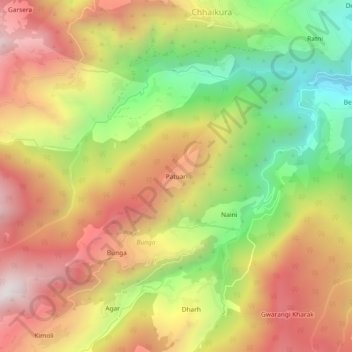 Mappa topografica Patuari, altitudine, rilievo