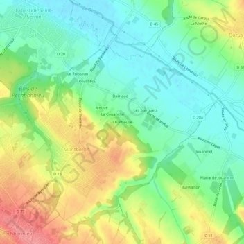 Mappa topografica Chartreuse, altitudine, rilievo