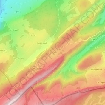 Mappa topografica La Drayère, altitudine, rilievo