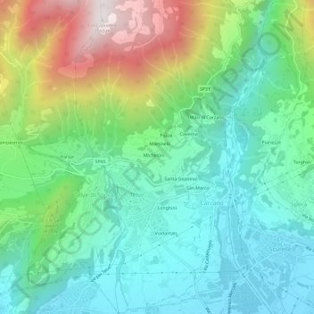 Mappa topografica Viapiana, altitudine, rilievo