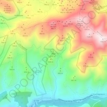 Mappa topografica Yeres, altitudine, rilievo