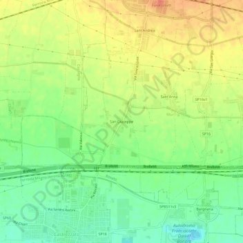 Mappa topografica San Giuseppe, altitudine, rilievo