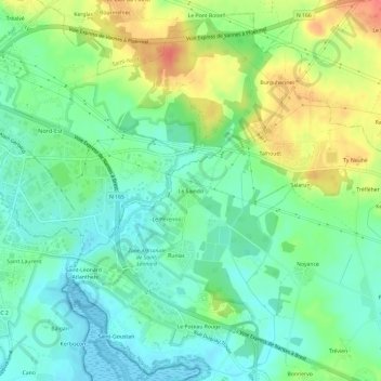 Mappa topografica Le Saindo, altitudine, rilievo