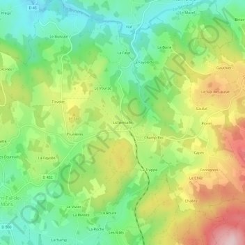 Mappa topografica Lichemialle, altitudine, rilievo