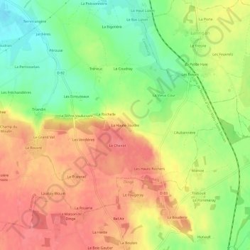 Mappa topografica La Haute Touche, altitudine, rilievo