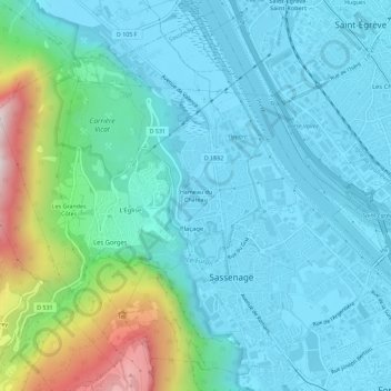 Mappa topografica Hameau du Château, altitudine, rilievo