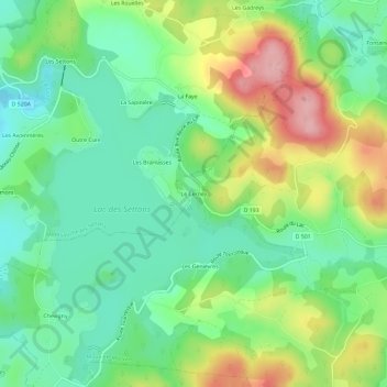 Mappa topografica Le Cerney, altitudine, rilievo