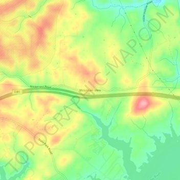 Mappa topografica Mountain View, altitudine, rilievo