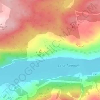 Mappa topografica Tressait, altitudine, rilievo