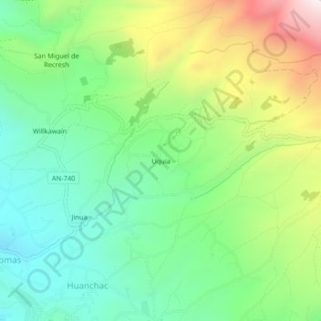 Mappa topografica Uquia, altitudine, rilievo