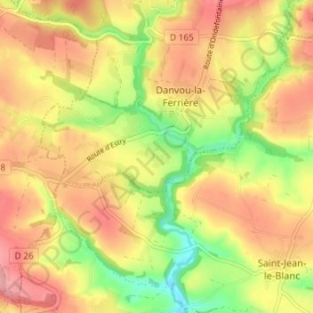 Mappa topografica Linoudel, altitudine, rilievo