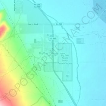 Mappa topografica Big Pine, altitudine, rilievo