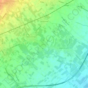 Mappa topografica Bibano, altitudine, rilievo